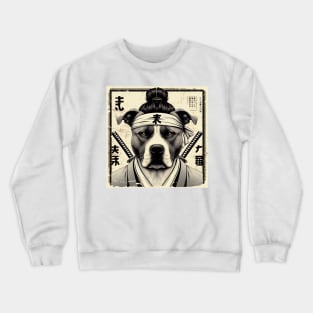 Pitbull Dog with Kimono and Katana - Japanese Culture Crewneck Sweatshirt